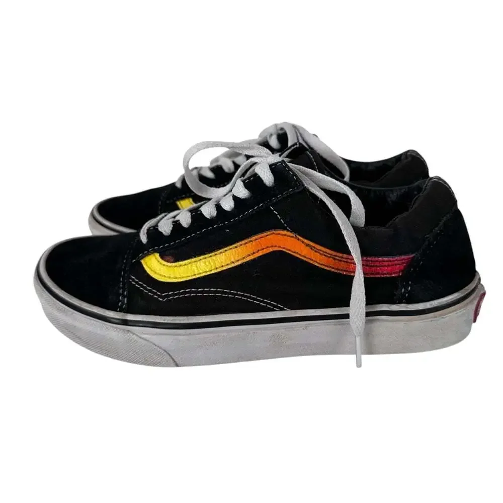Vans Old Skool Black Sunset Stripe Sneakers Mens 5.5 Womens 7 Skate